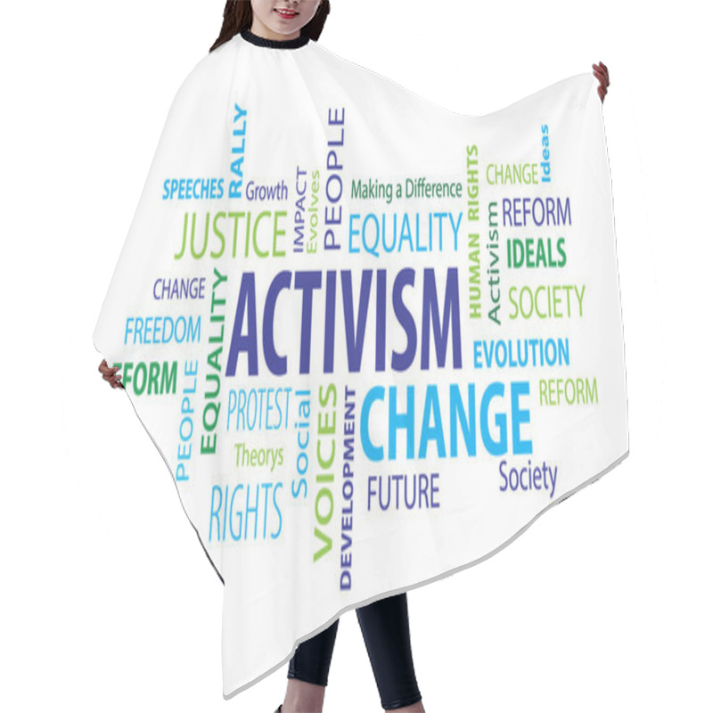 Personality  An Illustration Of Words Related To Activism In Different Sizes Isolated On A White Background Hair Cutting Cape