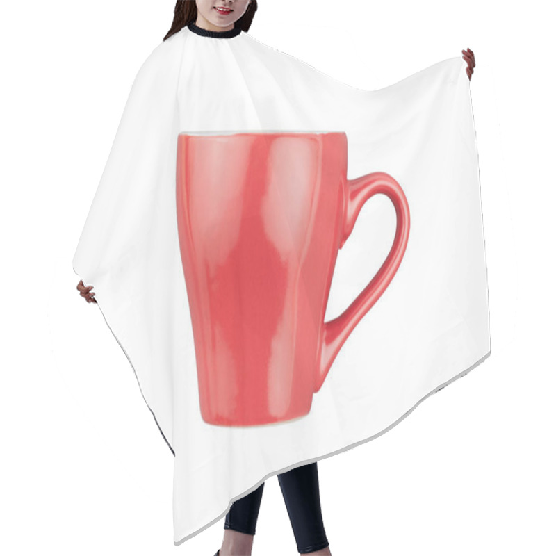 Personality  Single Red Ceramic Cup For Drinks Or Other Liquid Products Isolated On White Background Hair Cutting Cape