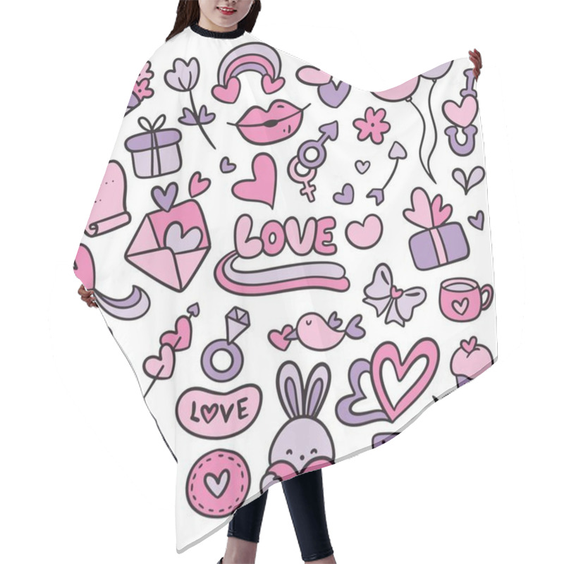 Personality  Hand Drawn Valentine's Day Doodles Hair Cutting Cape