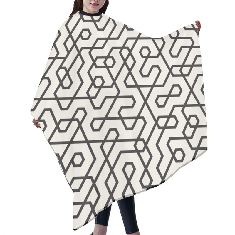 Personality  Vector Seamless Black And White Irregular Lines Pattern Hair Cutting Cape