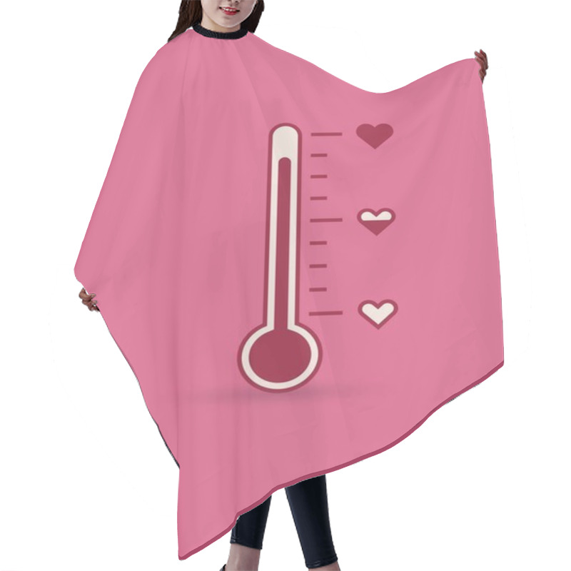 Personality  Heart Thermometer Icon. Love Card. Happy Valentine Hair Cutting Cape