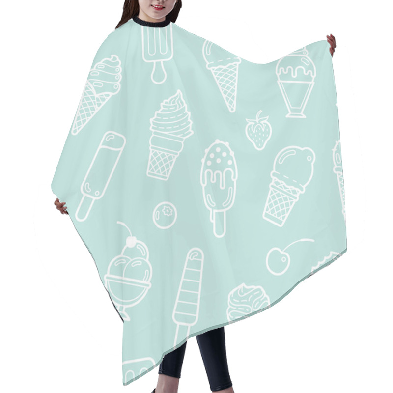 Personality  Vector Cute Mint Seamless Pattern With Ice Creams Hair Cutting Cape