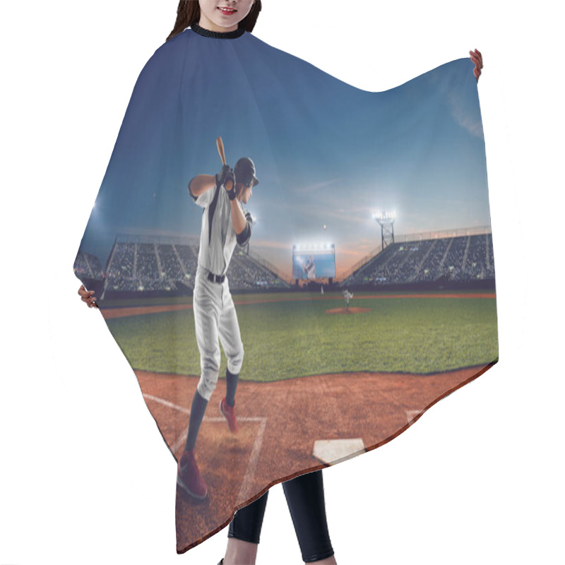 Personality  Baseball Player At Professional Baseball Stadium In Evening Duri Hair Cutting Cape