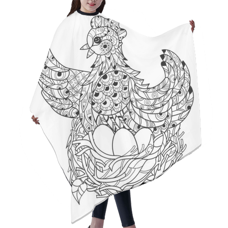 Personality  Hen. Hand Drawn Decorative Farm Animal Hair Cutting Cape