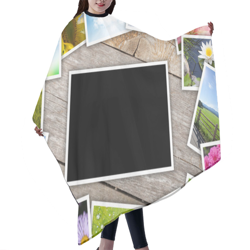 Personality  Stack Of Printed Pictures Collage Hair Cutting Cape