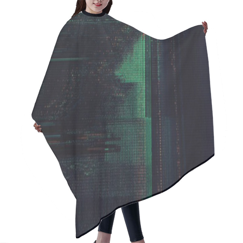 Personality  Defected  HUD Interface 3d Illustration With Abstract Digital Code. Concept Glitch Background As Cyberpunk Computer Meltdown Overlay With Fragments And Hex Code Of Alien Communication Decryption Hair Cutting Cape