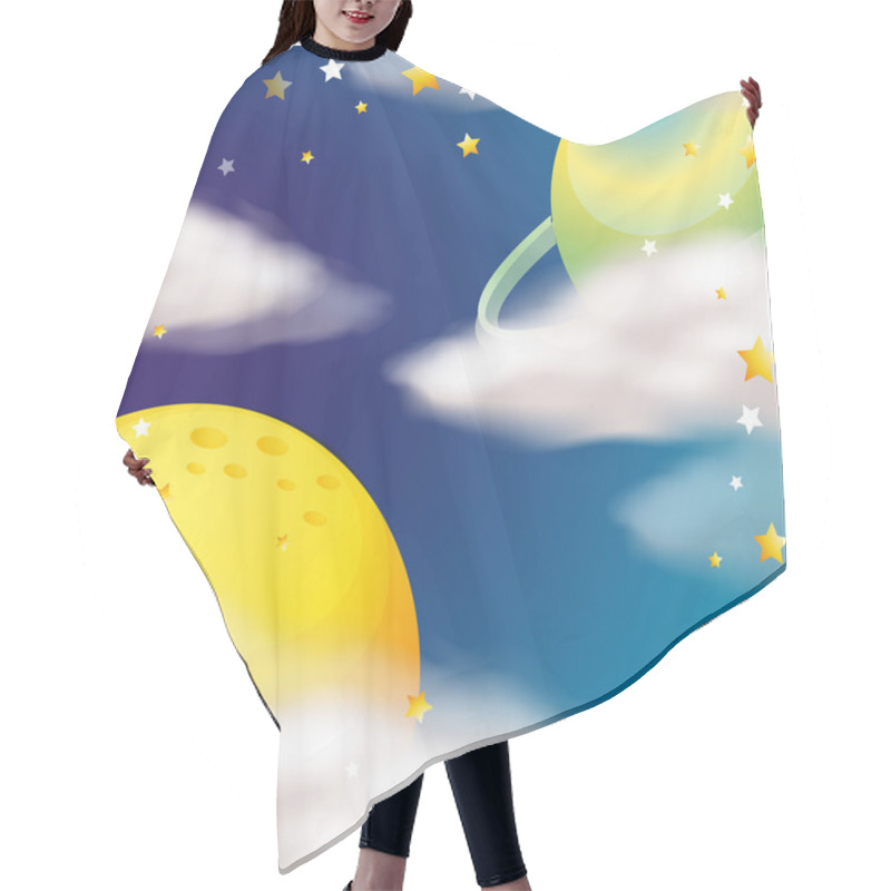 Personality  Space Scene With Planets And Stars Hair Cutting Cape