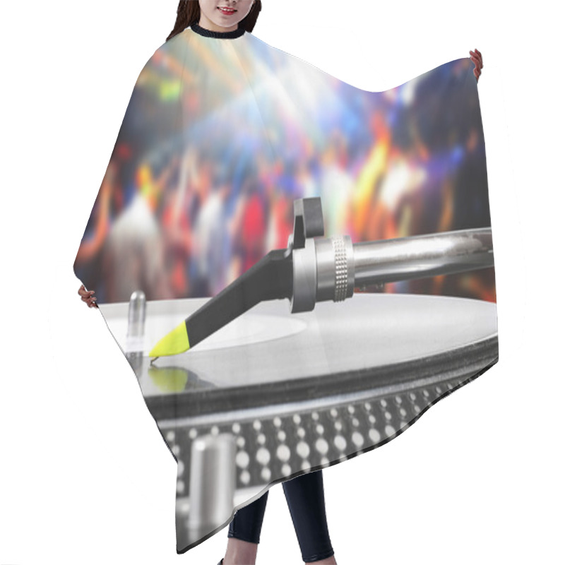 Personality  Dj Turntable With Vinyl Record In The Dance Club Hair Cutting Cape