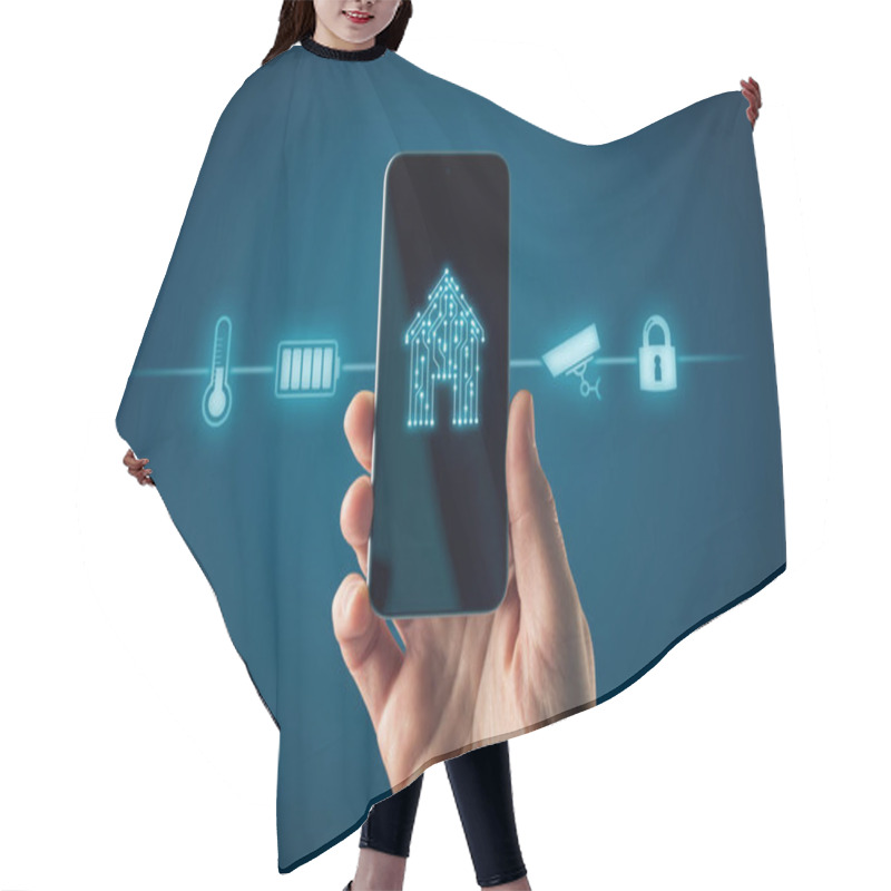 Personality  Smart Home App On Smart Phone Concept Hair Cutting Cape