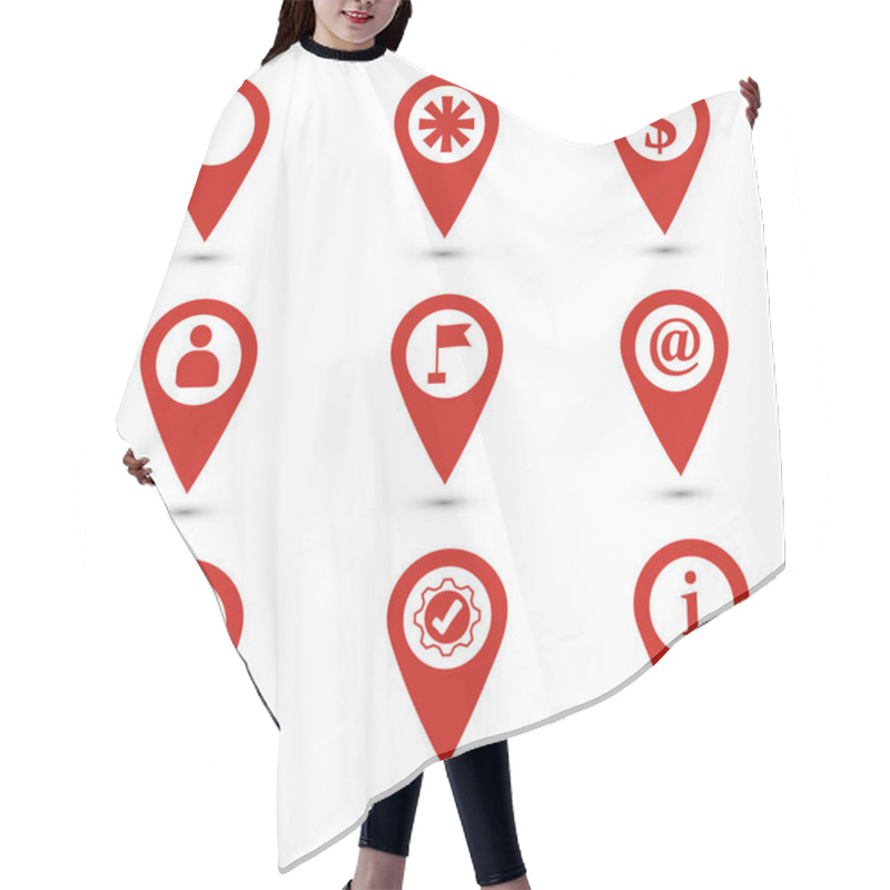 Personality  Map Pins And Locations Set Vector Illustration Hair Cutting Cape