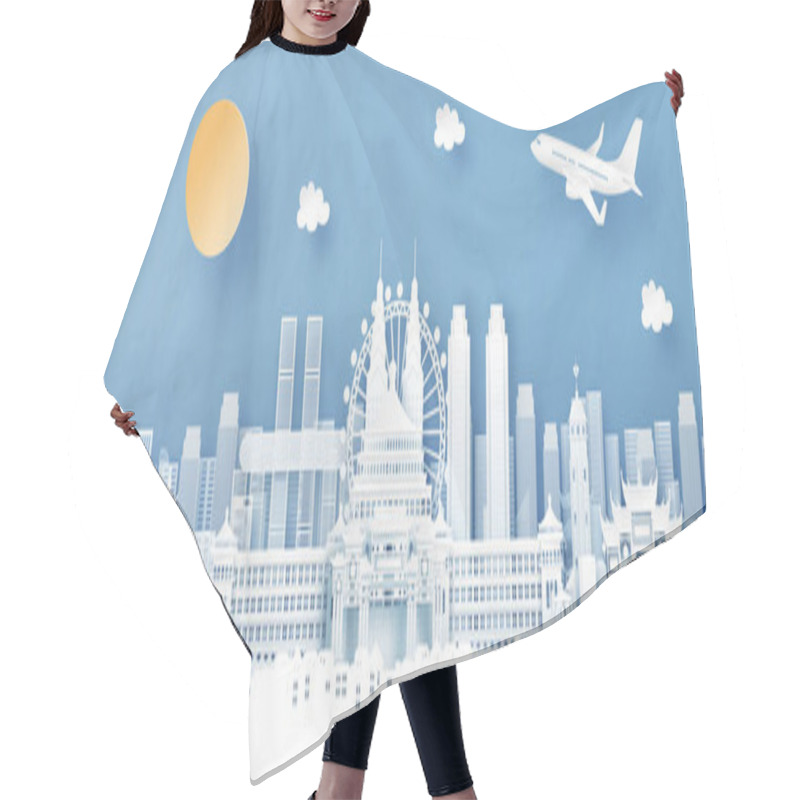 Personality  Panorama View Of Chongqing, China With Temple And City Skyline With World Famous Landmarks In Paper Cut Style Vector Illustration Hair Cutting Cape