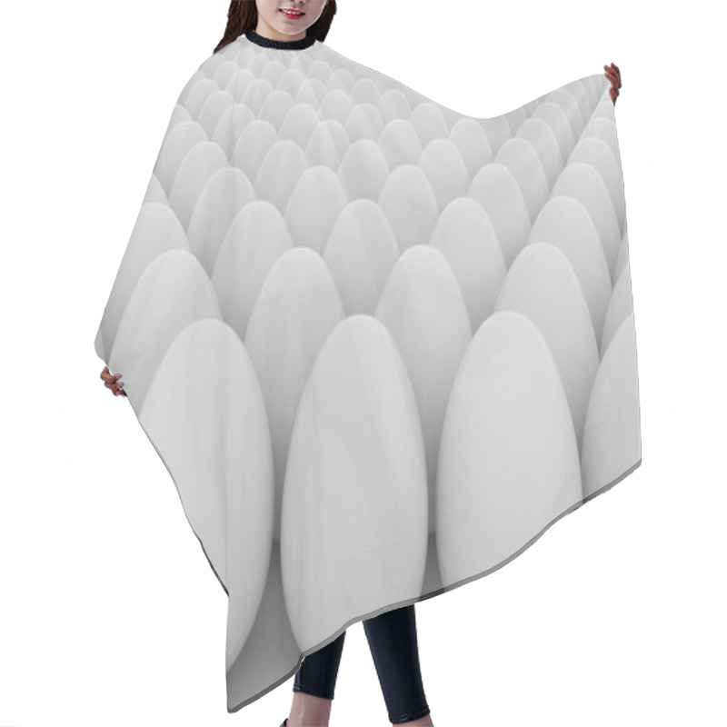 Personality  Eggs. Order, Start, Equality Or Sameness Concepts. 3D Rendering Hair Cutting Cape