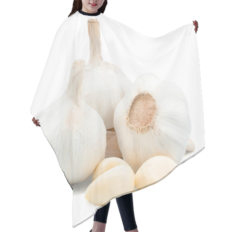 Personality  Garlic Isolated On White Background With Clipping Path Hair Cutting Cape