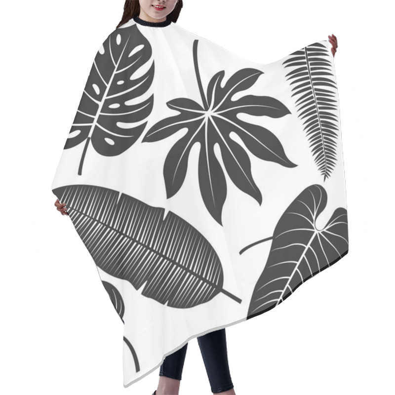 Personality  Tropical Plant Leaves Vector Silhouette Collection. Hair Cutting Cape