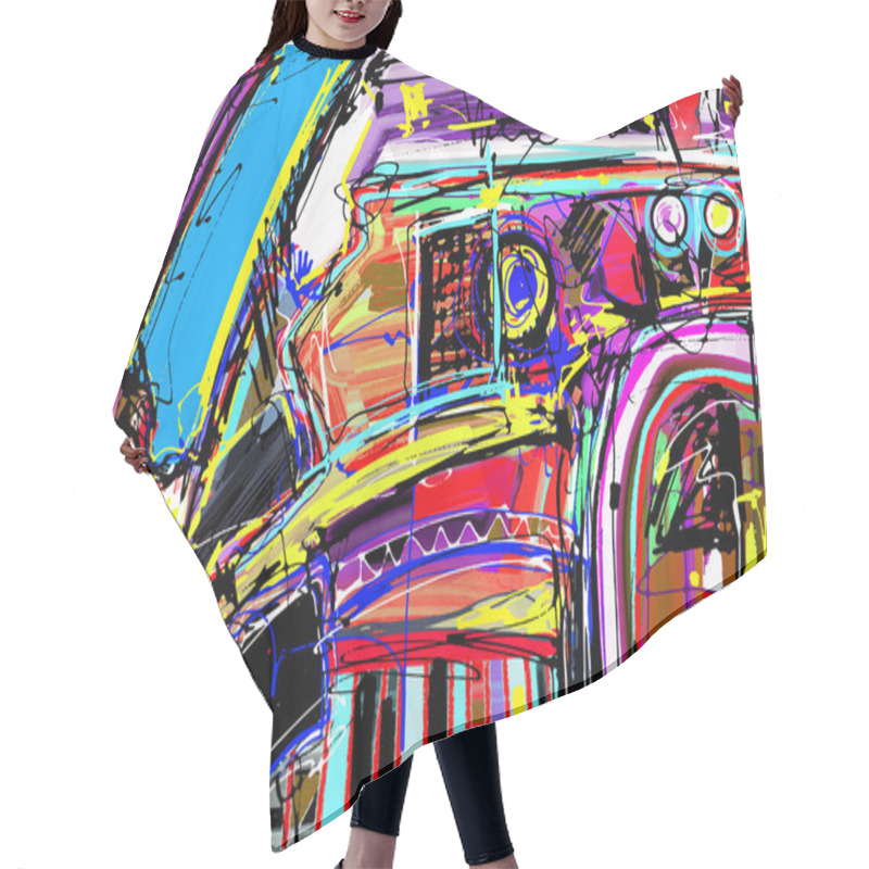 Personality  Original Digital Painting Of Abstraction Composition Hair Cutting Cape