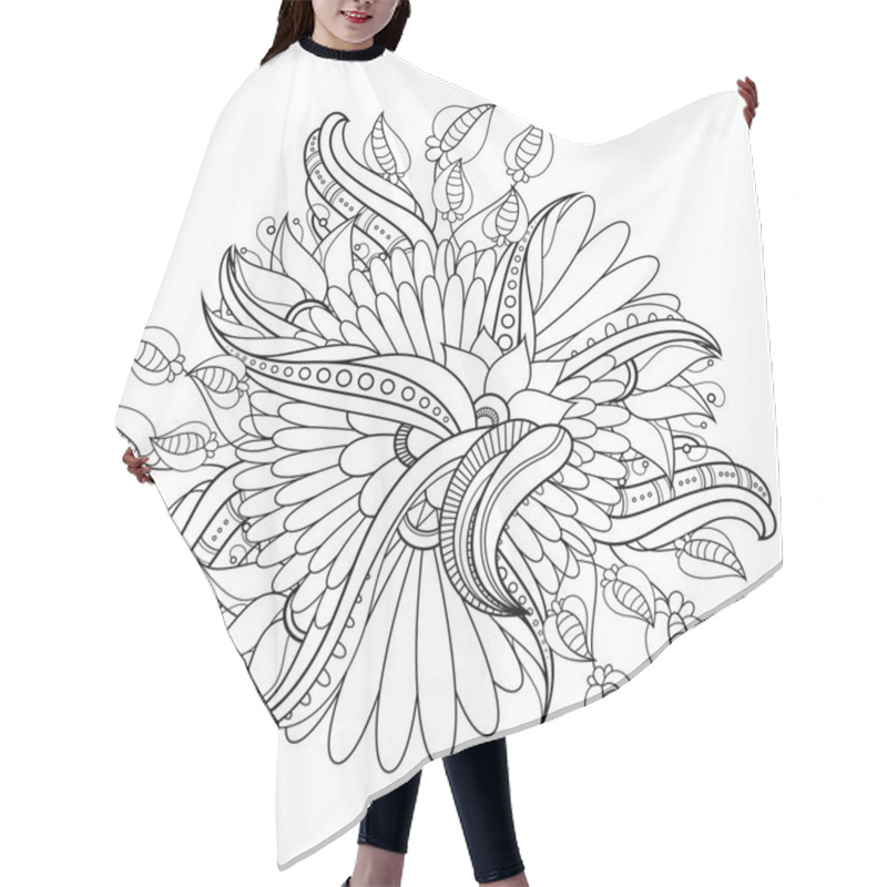 Personality  Vector Monochrome Background With Abstract Flowers Hair Cutting Cape