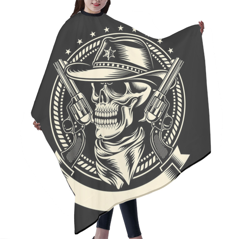 Personality  Cowboy Skull With Handguns Hair Cutting Cape