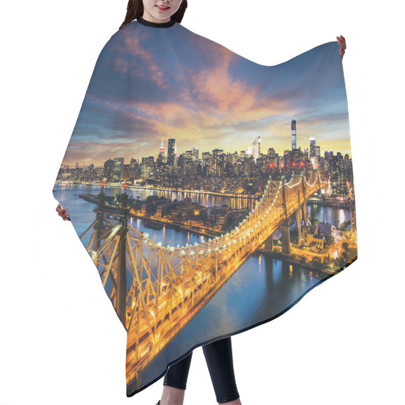 Personality  New York City - Amazing Sunset Over Manhattan With Queensboro Bridge Hair Cutting Cape