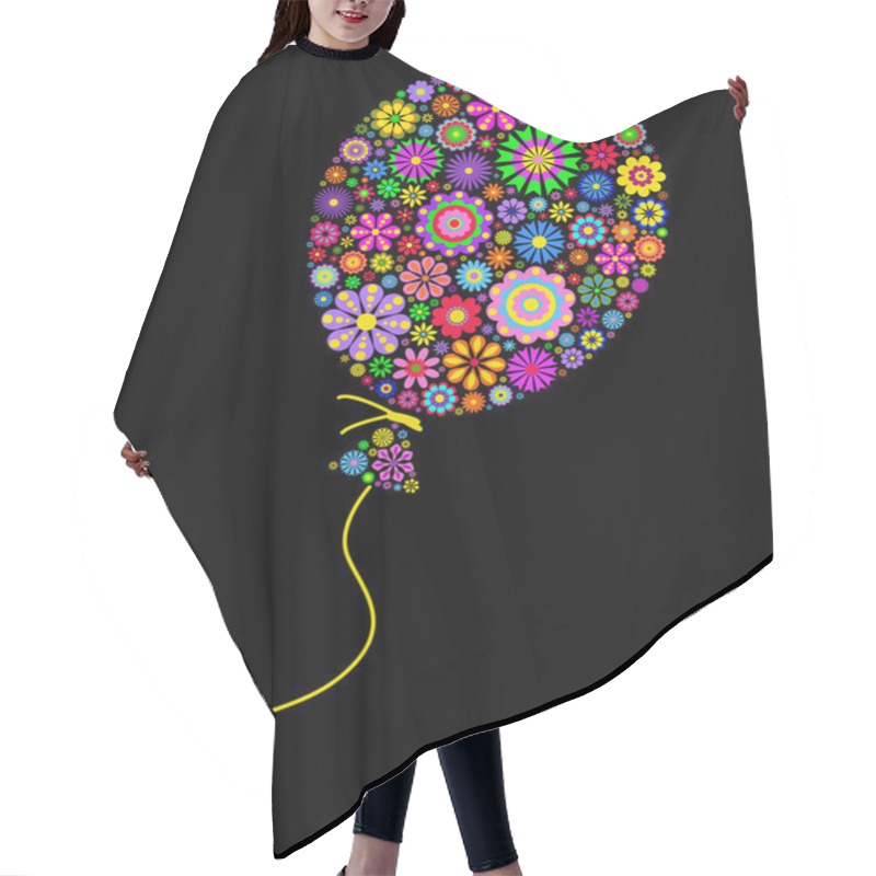 Personality  Floral Balloon On Black Background Hair Cutting Cape