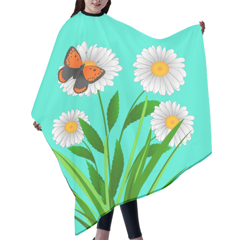 Personality  Daisy Flowers And Butterfly Vector Hair Cutting Cape