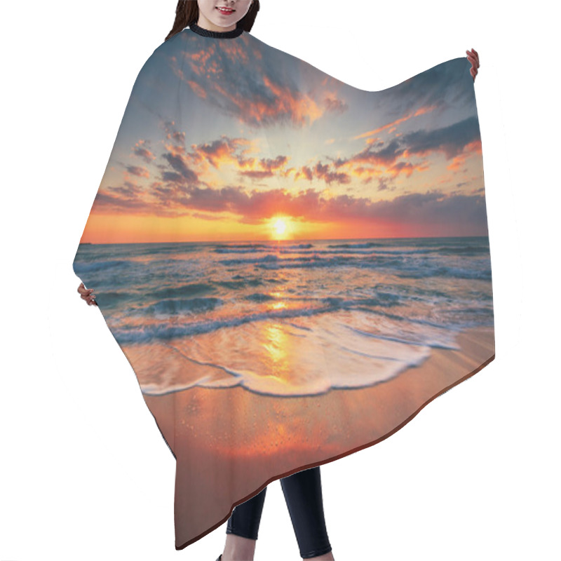 Personality  Beautiful Sunrise Over The Sea Hair Cutting Cape