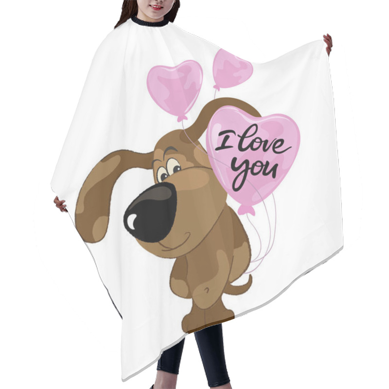 Personality  Character Cheerful Dog Holding Pink Balloons Hair Cutting Cape