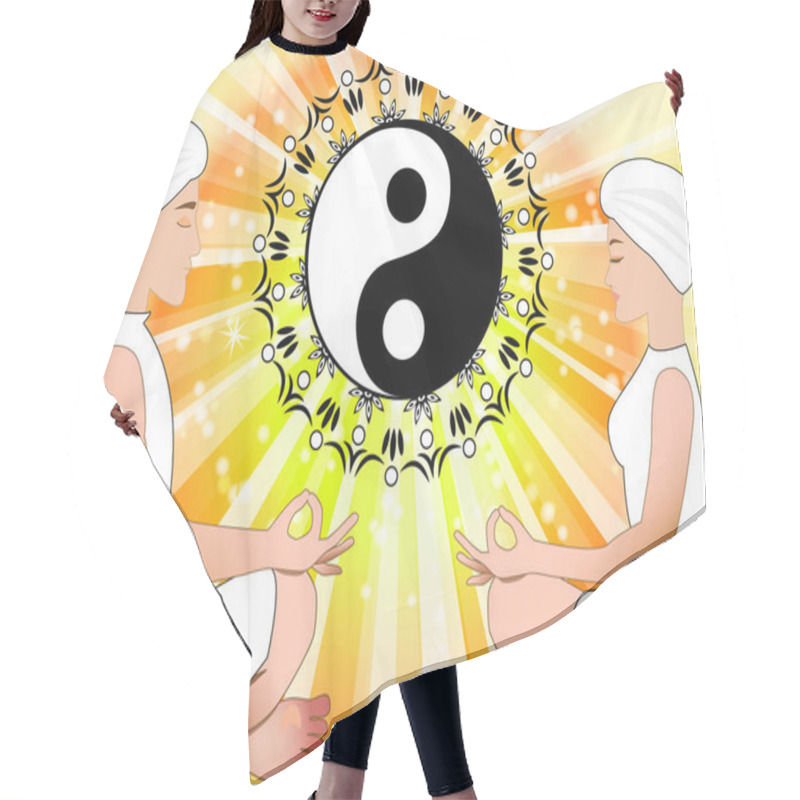 Personality  Meditating Man And Woman With Yin Yang Symbol Hair Cutting Cape