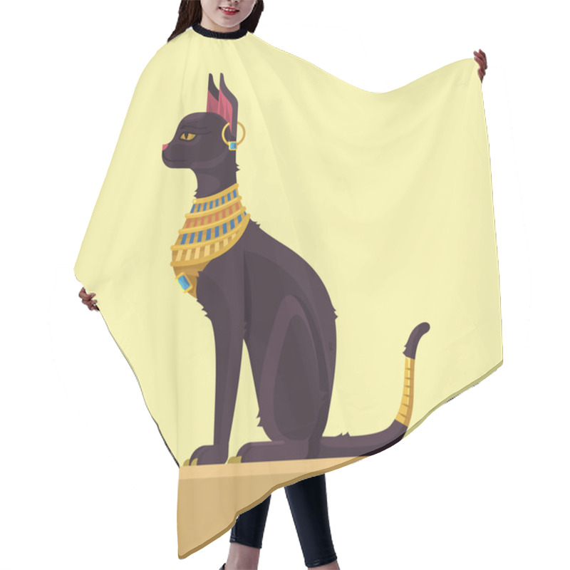 Personality  Egypt Cat. Vector Flat Illustration Hair Cutting Cape