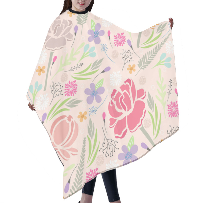 Personality  Seamless Floral Pattern. Background With Flowers And Leafs. Hair Cutting Cape