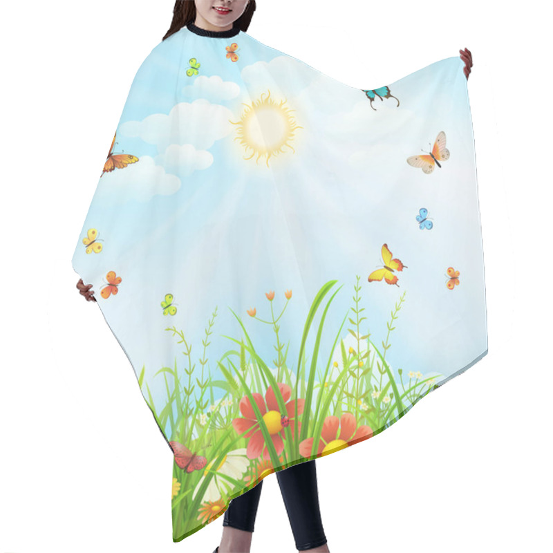 Personality  Summer Floral Background Hair Cutting Cape