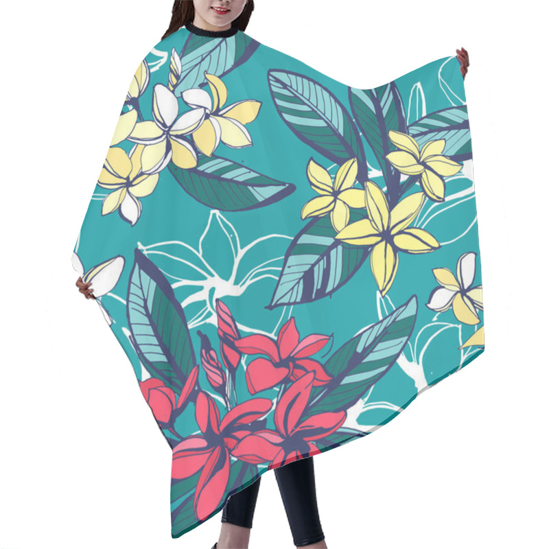 Personality  Tropical Floral Summer Seamless Pattern With Plumeria Flowers Wi Hair Cutting Cape