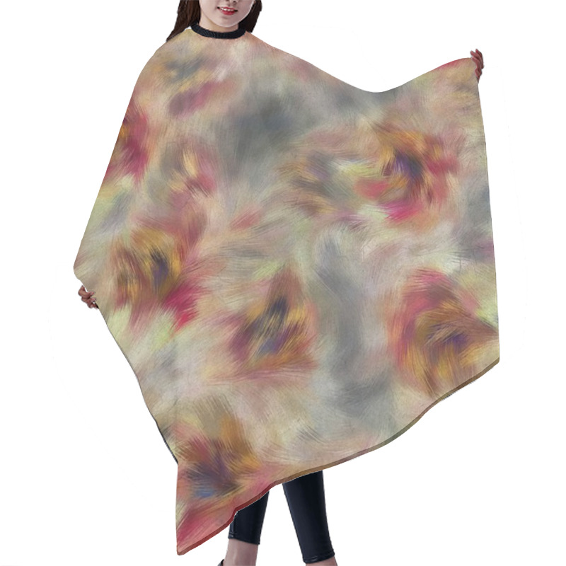 Personality  Seamless Faux Digital Painted Floral Pattern Print Hair Cutting Cape