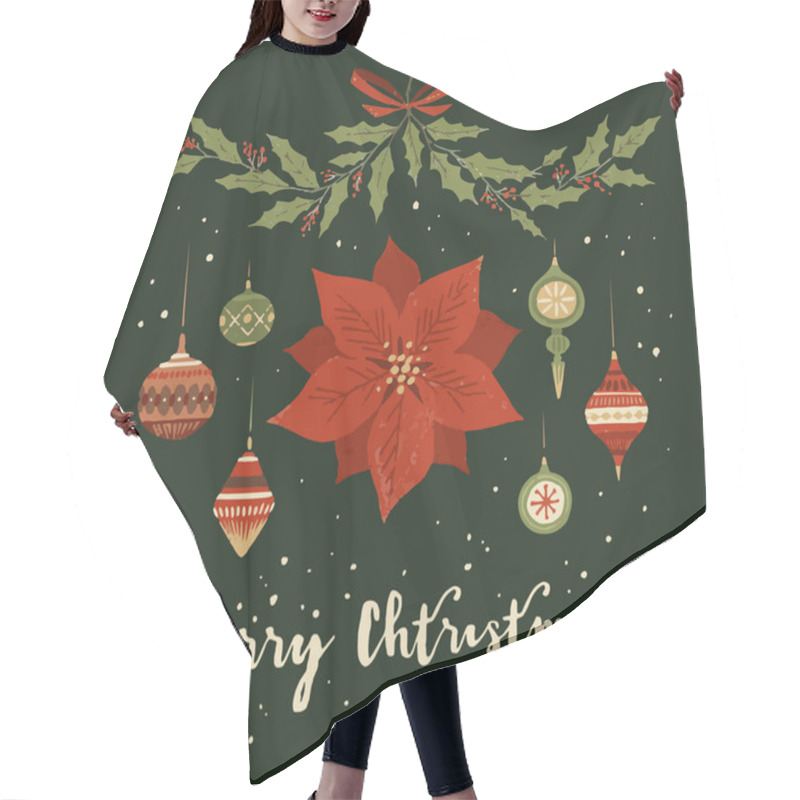 Personality  Christmas Decorations, Borders, Garland, Elements. Hand-drawn Illustration. Hair Cutting Cape