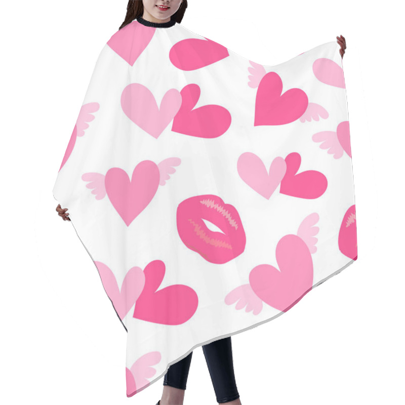 Personality  Primitive Seamless Retro Pattern With Different Lips And Hearts Hair Cutting Cape