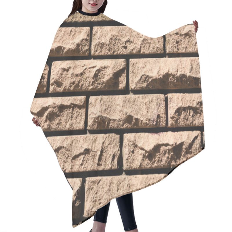 Personality  Close-up View Of Brown Brick Wall Background Hair Cutting Cape