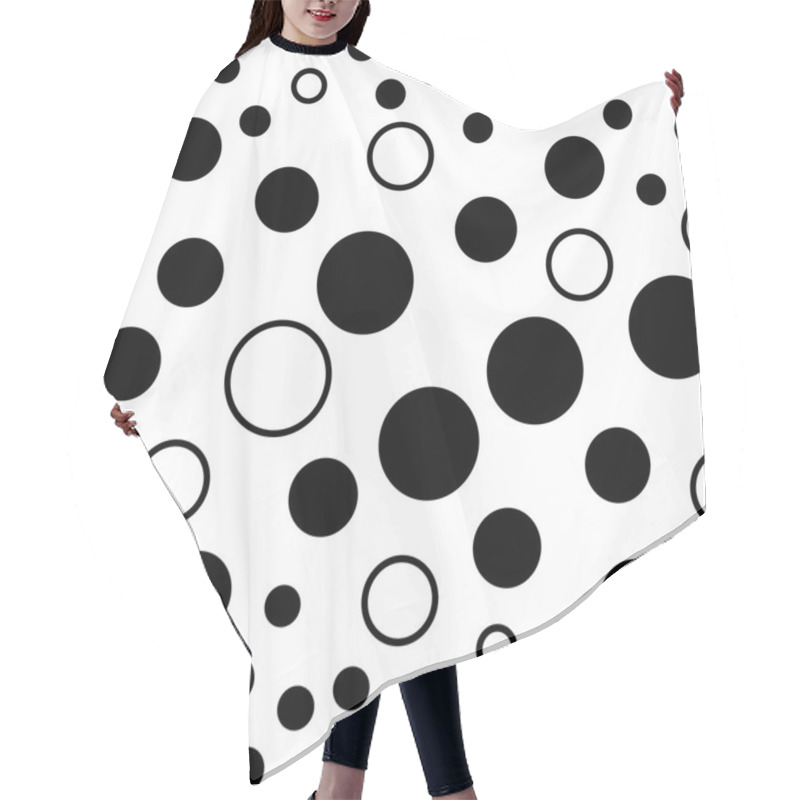 Personality  Seamless Black And White Decorative Vector Background With Polka Dots Hair Cutting Cape