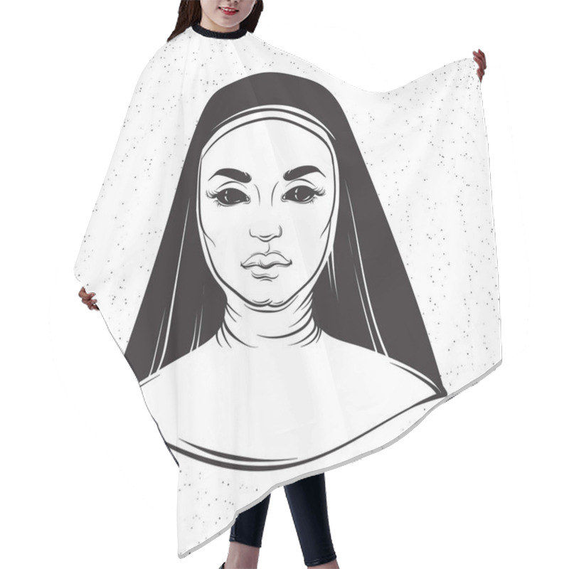 Personality  Vector Illustration Of Nun  Hair Cutting Cape