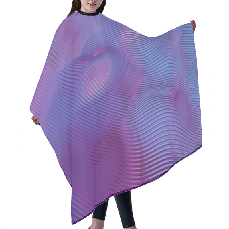 Personality  Abstract Wave-like Texture With Purple And Blue Gradients And Smooth Line Hair Cutting Cape