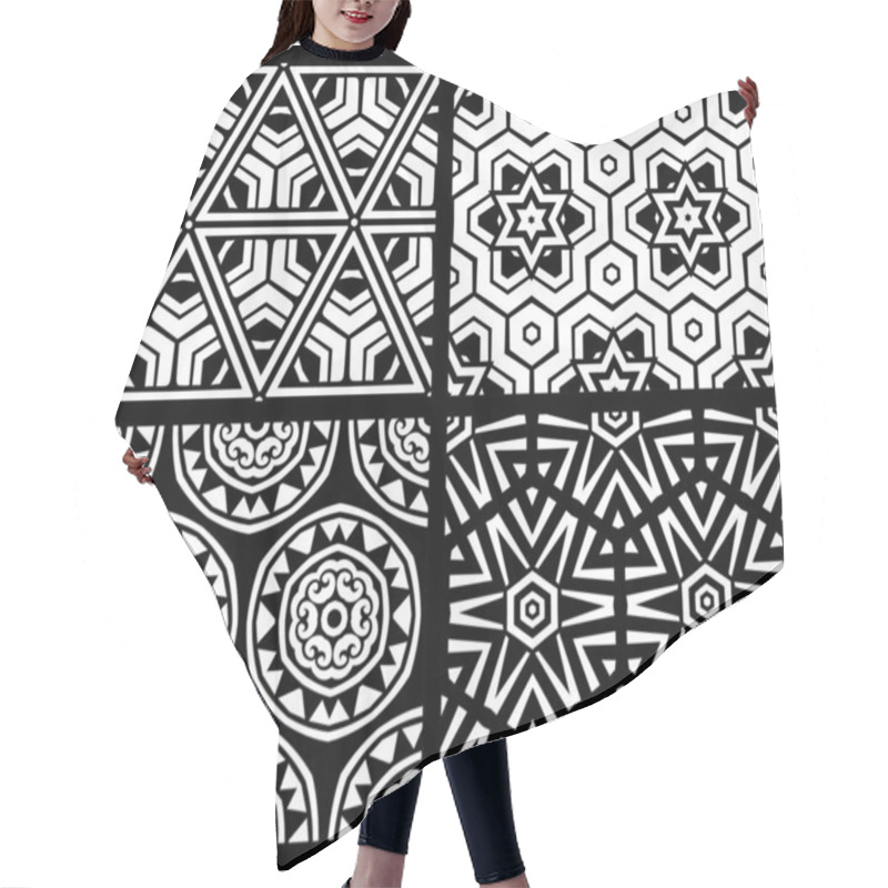 Personality  Set Of Seamless Geometric Patterns.  Hair Cutting Cape