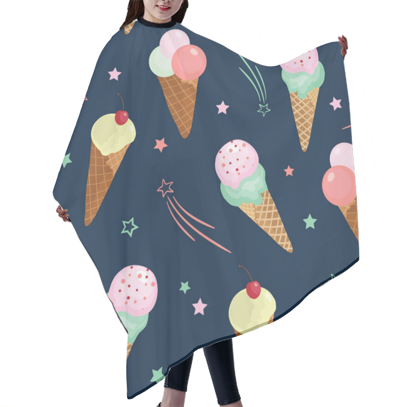 Personality  Fun Ice Cream And Stars Seamless Pattern Hair Cutting Cape