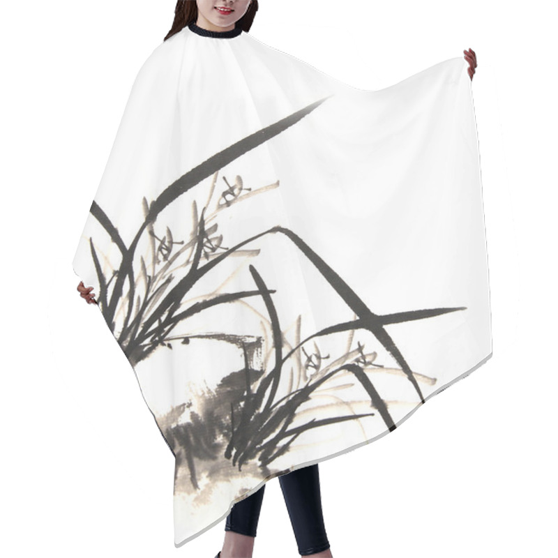 Personality  Ink Orchid Drawing Hair Cutting Cape