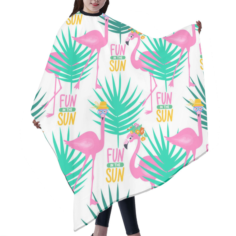 Personality  Vector Tropical Seamless Pattern With Pink Flamingo Hair Cutting Cape