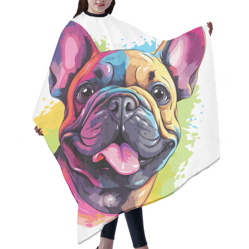 Personality  Happy Dog. Cute And Funny French Bulldog In Vector Pop Art Style. Template For T-shirt, Sticker, Etc. Hair Cutting Cape