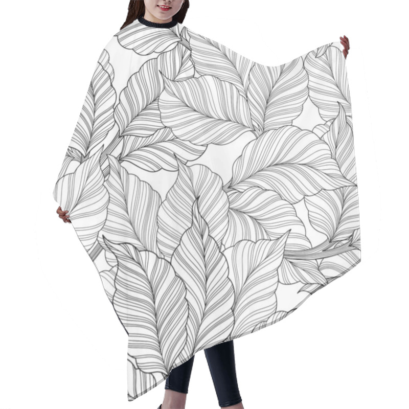 Personality  Pattern With Leaves. Vector Hand Drawn Hair Cutting Cape