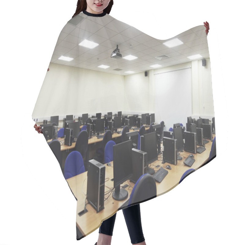 Personality  Office Workspace With Computers Hair Cutting Cape