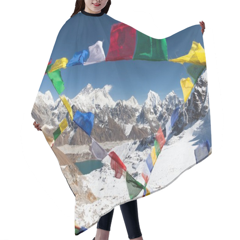 Personality  View Of Mount Everest With Buddhist Prayer Flags Hair Cutting Cape