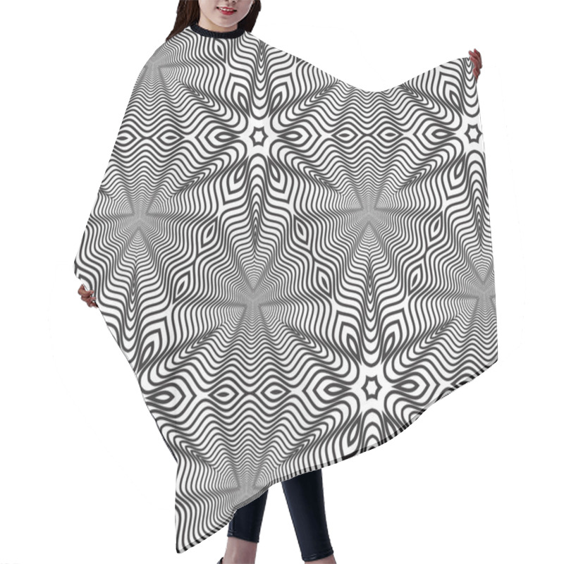 Personality  Black And White Op Art Design, Vector Seamless Pattern Backgroun Hair Cutting Cape