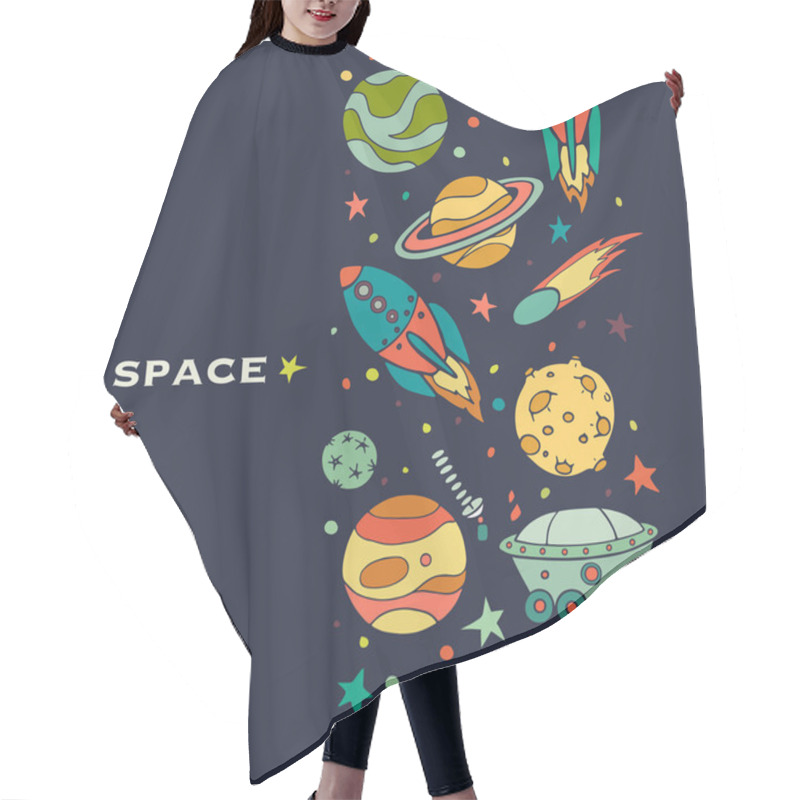 Personality  Seamless Pattern With Space Hair Cutting Cape