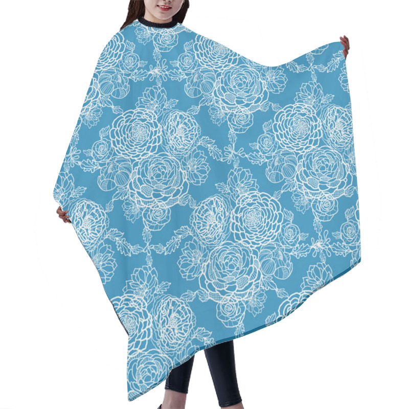 Personality  Blue Lace Flowers Seamless Pattern Background Hair Cutting Cape