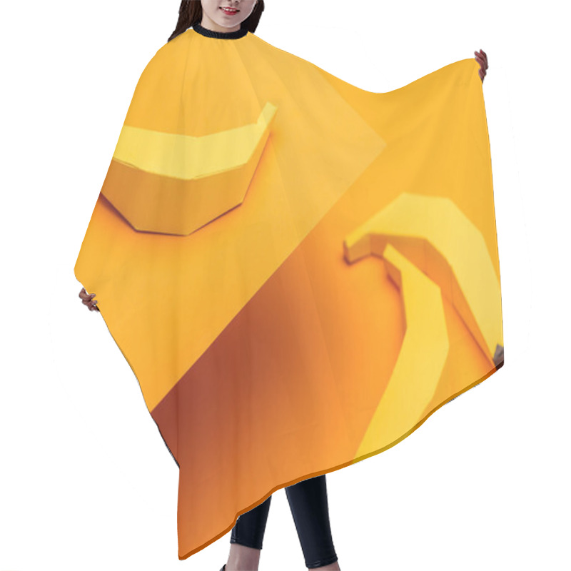 Personality  Background With Handmade Origami Bananas On Orange Paper  Hair Cutting Cape